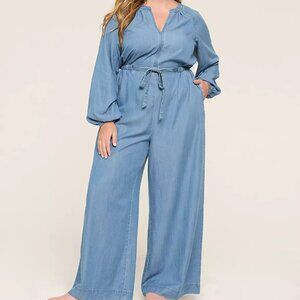 Lane Bryant Chambray Long-Sleeve Jumpsuit Size 16